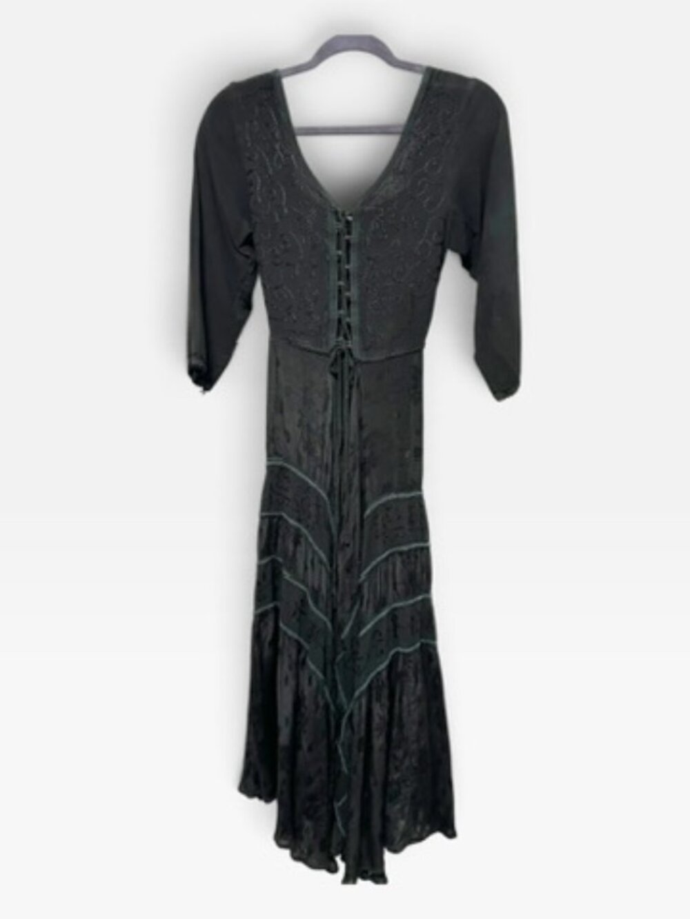 Mamta Vintage Whimsigoth Black Corset Maxi Dress One Size Witchy Gothic